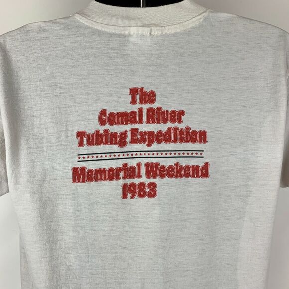 Vintage Don't Touch My Tubes Comal River T Shirt Mens Large 80s Texas USA White - Picture 5 of 8